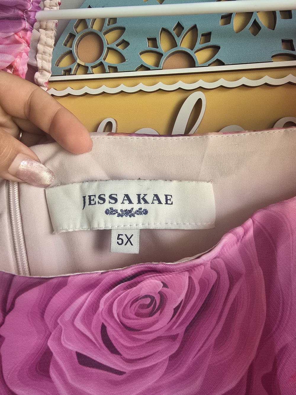 JessaKae Pink Rose Print Long Sleeve Dress